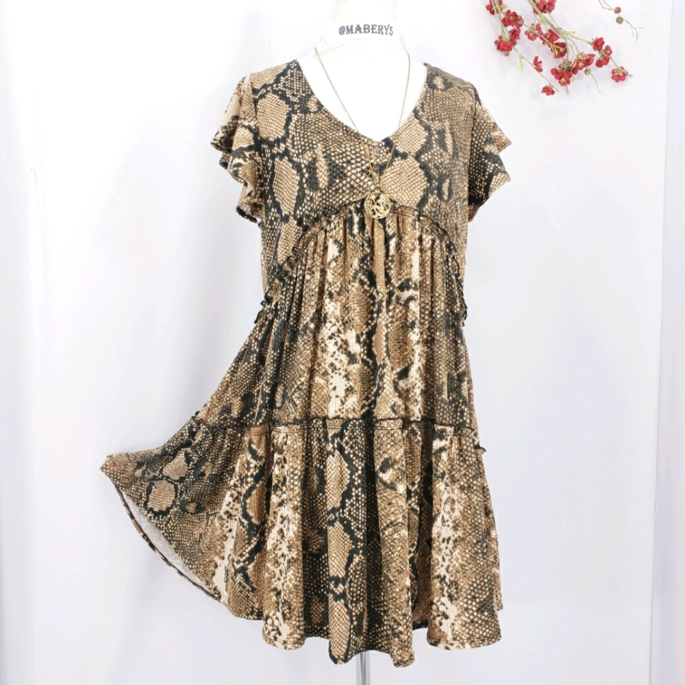 New PEACH LOVE Boho Babydoll Swing Dress